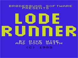 Title screen of Lode Runner on the Commodore VIC-20.