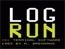 Title screen of Log Run on the Commodore VIC-20.