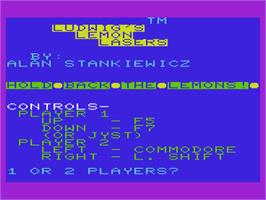 Title screen of Ludwig's Lemon Lazers on the Commodore VIC-20.