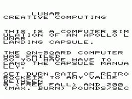 Title screen of Lunar on the Commodore VIC-20.