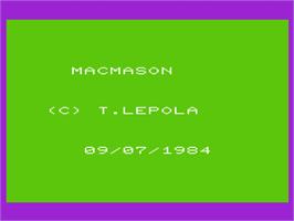 Title screen of Mac Mason on the Commodore VIC-20.