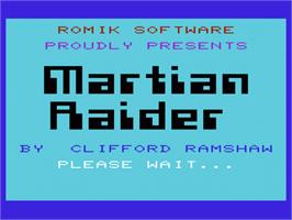 Title screen of Martian Raider on the Commodore VIC-20.