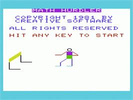 Title screen of Math Hurdler on the Commodore VIC-20.