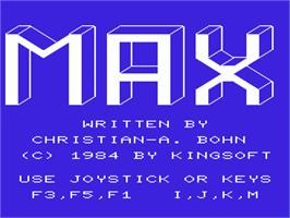 Title screen of Max on the Commodore VIC-20.