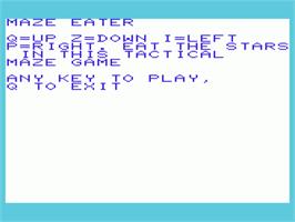 Title screen of Maze Eater on the Commodore VIC-20.