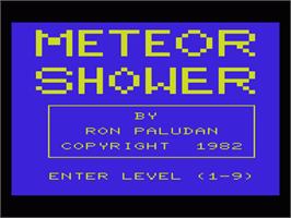 Title screen of Meteor Shower on the Commodore VIC-20.