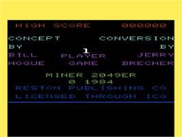 Title screen of Miner 2049er on the Commodore VIC-20.