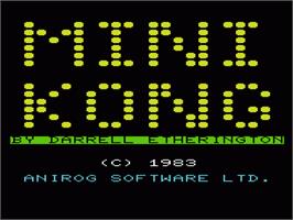Title screen of Mini Kong on the Commodore VIC-20.