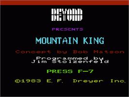 Title screen of Mountain King on the Commodore VIC-20.
