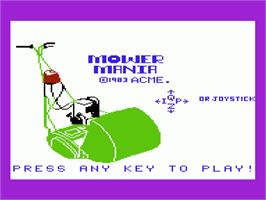 Title screen of Mower Mania on the Commodore VIC-20.