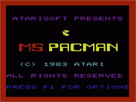 Title screen of Ms. Pac-man on the Commodore VIC-20.