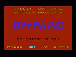 Title screen of Myriad on the Commodore VIC-20.