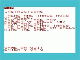 Title screen of Nim on the Commodore VIC-20.