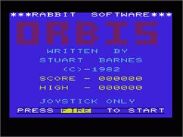 Title screen of Orbis on the Commodore VIC-20.