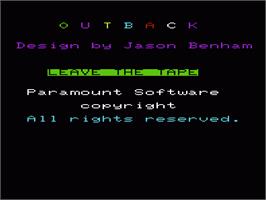 Title screen of Outback on the Commodore VIC-20.