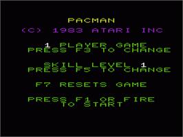 Title screen of Pac-Man on the Commodore VIC-20.