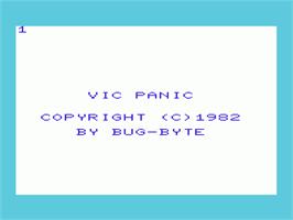 Title screen of Panic on the Commodore VIC-20.