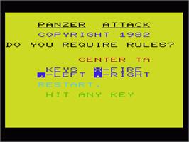 Title screen of Panzer Attack on the Commodore VIC-20.