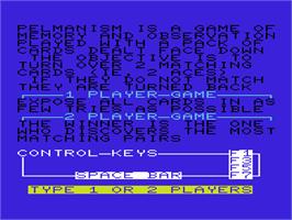 Title screen of Pelmanism on the Commodore VIC-20.