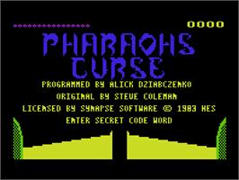 Title screen of Pharaoh's Tomb on the Commodore VIC-20.