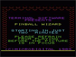 Title screen of Pinball Wizard on the Commodore VIC-20.