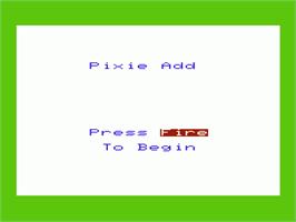 Title screen of Pixie Add on the Commodore VIC-20.