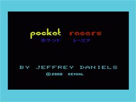 Title screen of Pocket Racers on the Commodore VIC-20.
