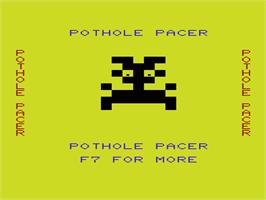 Title screen of Pothole Pacer on the Commodore VIC-20.
