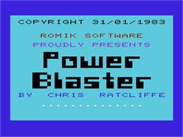 Title screen of Power Blaster on the Commodore VIC-20.