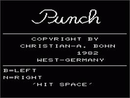Title screen of Punch on the Commodore VIC-20.