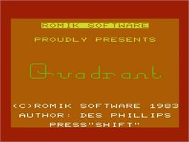 Title screen of Quadrant on the Commodore VIC-20.