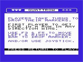 Title screen of Quattrow on the Commodore VIC-20.