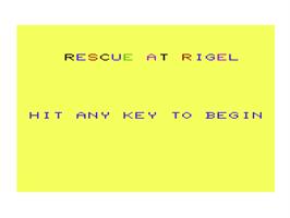 Title screen of Rescue At Rigel on the Commodore VIC-20.