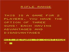 Title screen of Rifle Range on the Commodore VIC-20.