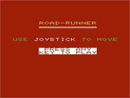 Title screen of Roadrunner on the Commodore VIC-20.