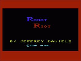 Title screen of Robot Riot on the Commodore VIC-20.