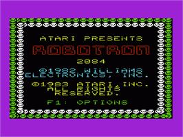 Title screen of Robotron 2084 on the Commodore VIC-20.
