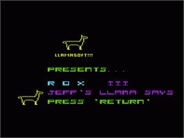 Title screen of Rox 3 on the Commodore VIC-20.