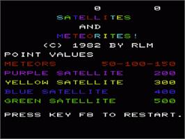 Title screen of Satellites And Meteorites on the Commodore VIC-20.