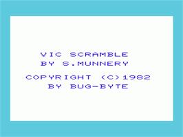 Title screen of Scramble on the Commodore VIC-20.