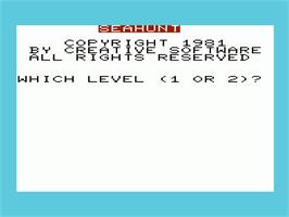 Title screen of Seahunt on the Commodore VIC-20.