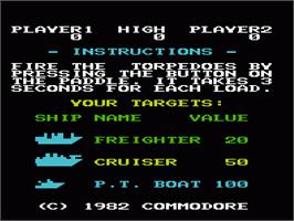 Title screen of Seawolf on the Commodore VIC-20.