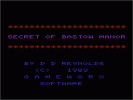 Title screen of Secret Of Bastow Manor, The on the Commodore VIC-20.