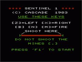 Title screen of Sentinel 1 on the Commodore VIC-20.