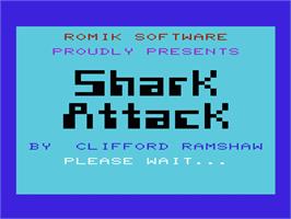 Title screen of Shark Attack on the Commodore VIC-20.