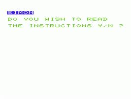 Title screen of Simon on the Commodore VIC-20.