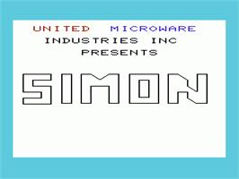 Title screen of Simple Simon on the Commodore VIC-20.