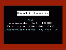 Title screen of Skull Castle on the Commodore VIC-20.