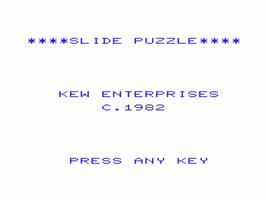 Title screen of Slide Puzzle on the Commodore VIC-20.