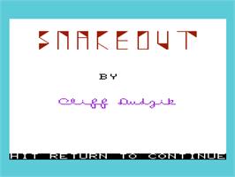 Title screen of Snakeout on the Commodore VIC-20.